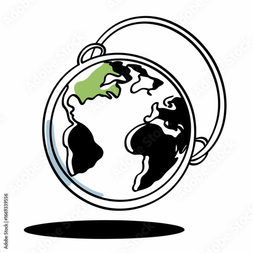 Vector art of stylized illustration of planet earth as a pendant or locket
