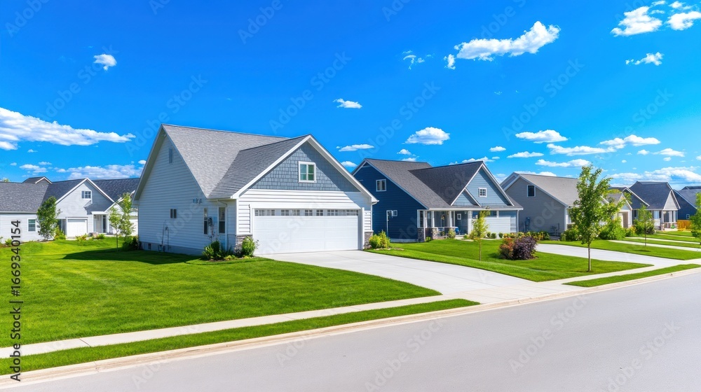 Fototapeta premium Suburban homes row on sunny day