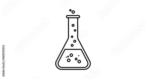 A simple line drawing of a laboratory flask with bubbles