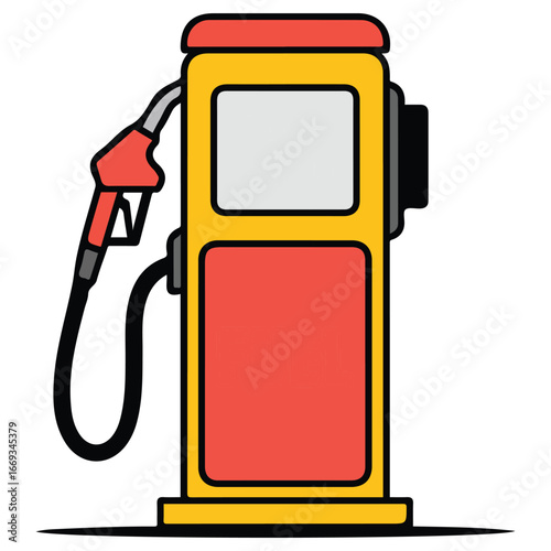 Gas petrol station pump with fuel nozzle flat design vector illustration on white background