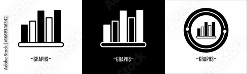 Graphs logo set. Collection of black and white logos. Stock vector.