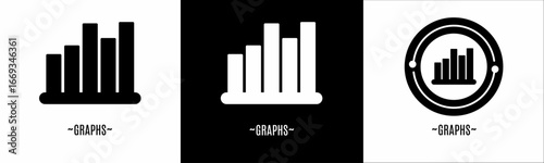 Graphs logo set. Collection of black and white logos. Stock vector.