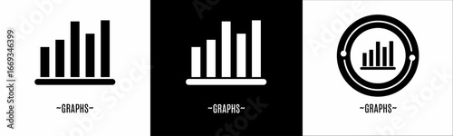 Graphs logo set. Collection of black and white logos. Stock vector.