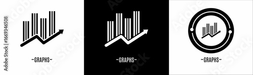 Graphs logo set. Collection of black and white logos. Stock vector.