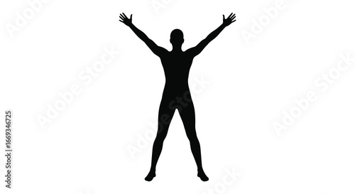 Person jumping up with arms raised in celebration or freedom