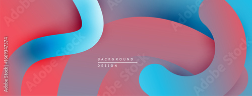Abstract fluid shapes, vibrant colors blend. Red, blue hues create dynamic background design. Smooth gradients, modern aesthetic.
