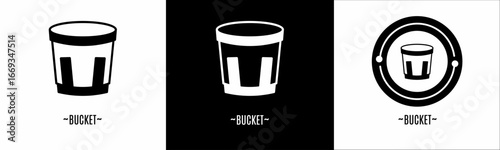 Bucket logo set. Collection of black and white logos. Stock vector.
