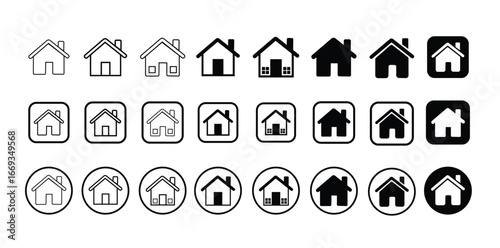Collection of house icons in various styles and formats
