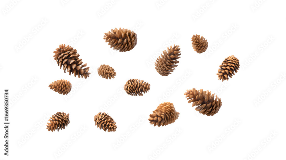 Fototapeta premium A pine cone delicately suspended mid-air, showcasing its natural beauty and intricate details