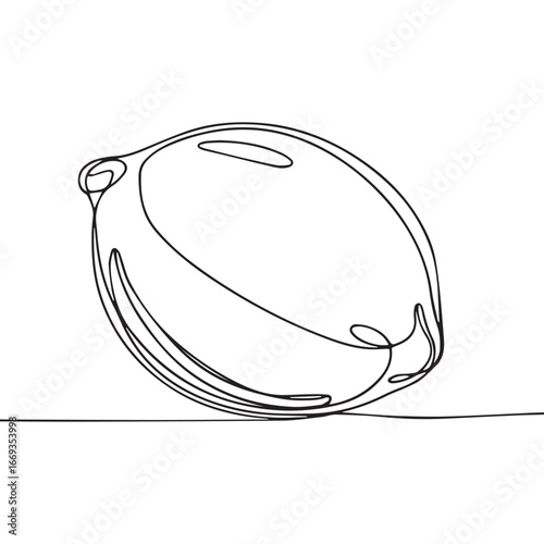 Continuous line of a lemon fruit .Single one line art of wild lemon fruit , One continuous line illustration of an lemon fruit isolated on white background.