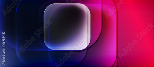 Abstract composition. Gradient colors blend, creating rounded squares. Modern design, vibrant hues, smooth transitions dominate image.