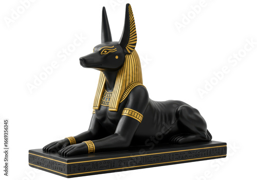 Konstfotografi Isolated Statue of Anubis, Ancient Egyptian God of the Afterlife and Embalming,