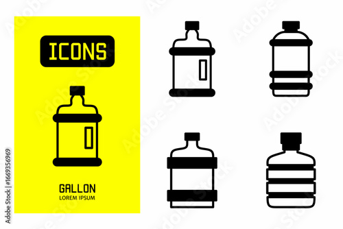 Gallon icon. Collection vector illustration of icons for business. Black icon design.