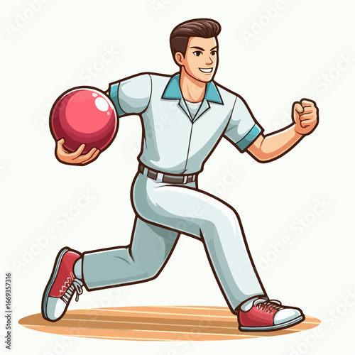 vector illustration of a bowling player