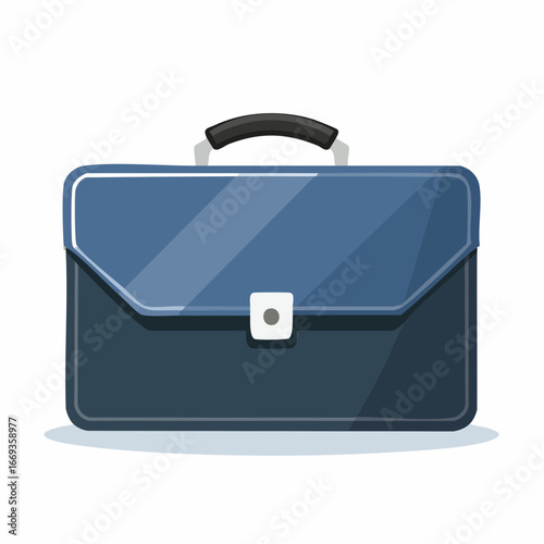 Dark blue briefcase illustration, suitable for business use.