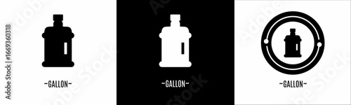 Gallon logo set. Collection of black and white logos. Stock vector.