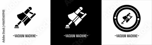 Vacuum machine logo set. Collection of black and white logos. Stock vector.