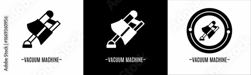 Vacuum machine logo set. Collection of black and white logos. Stock vector.