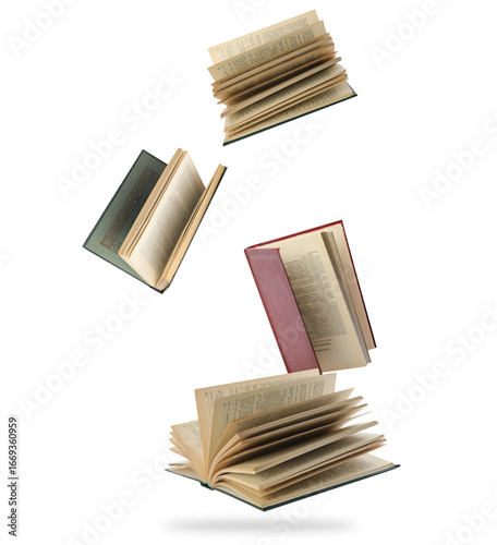 scattered open books symbolizing knowledge and learning