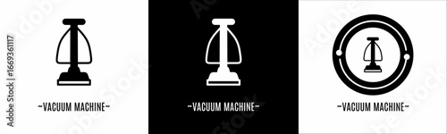 Vacuum machine logo set. Collection of black and white logos. Stock vector.