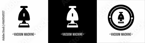 Vacuum machine logo set. Collection of black and white logos. Stock vector.