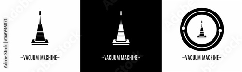 Vacuum machine logo set. Collection of black and white logos. Stock vector.