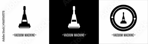 Vacuum machine logo set. Collection of black and white logos. Stock vector.