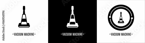 Vacuum machine logo set. Collection of black and white logos. Stock vector.