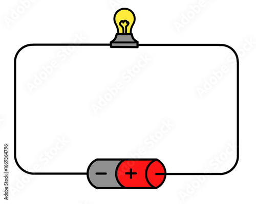 Simple DC Circuit with One Light Bulb and Battery Illustration