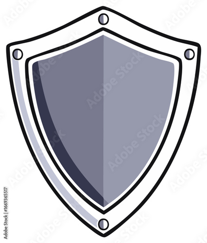 Simple Grey Shield Icon Safety Protection Defender Vector Illustration