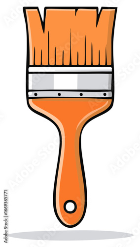 Orange Paintbrush Cartoon Illustration for DIY Home Improvement Projects