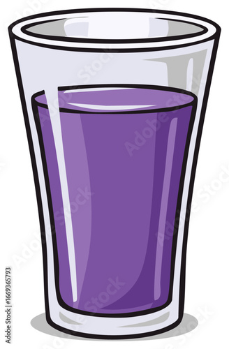 Purple Liquid in a Glass Cartoon Style Illustration Healthy Eating and Drinking Concept