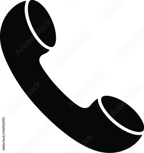 Black telephone handset communication icon
