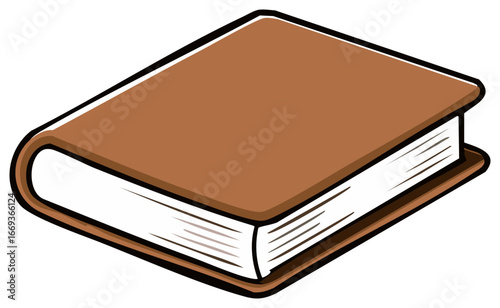 Closed Book Illustration with Brown Cover and White Pages, Learning Concept
