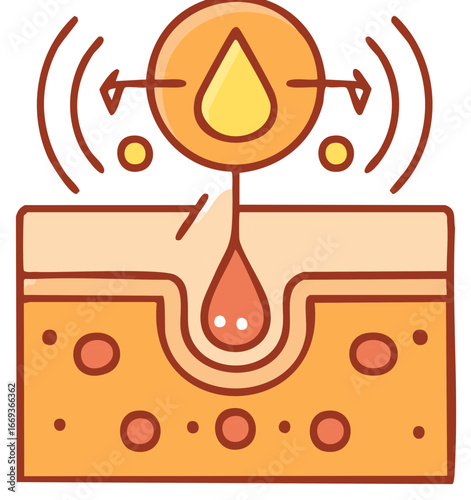 Skin pore cleansing and moisture absorption concept illustration