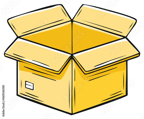 Open Empty Cardboard Box Illustration for Shipping, Packing, Storage, and Delivery Needs