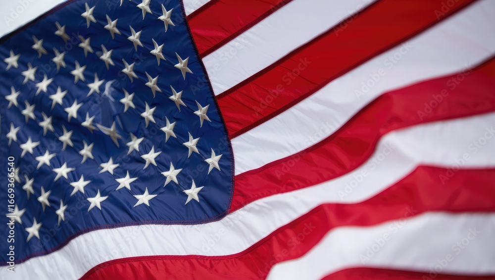 Obraz premium Close-up of the Waving American Flag United States