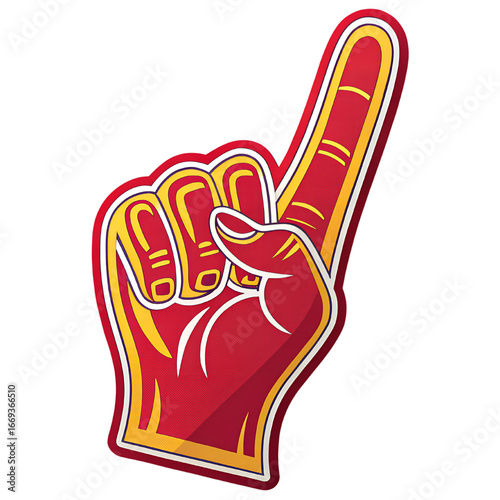 Vibrant foam finger points upward, expressing enthusiasm and support for sports fans, team spirit, and lively celebrations everywhere