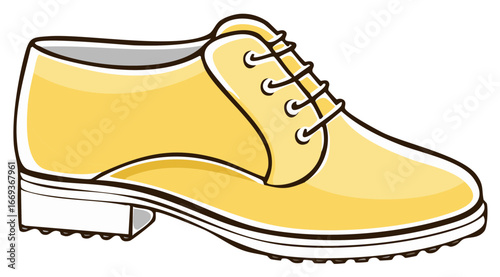 A classic yellow lace up oxford style shoe vector illustration isolated