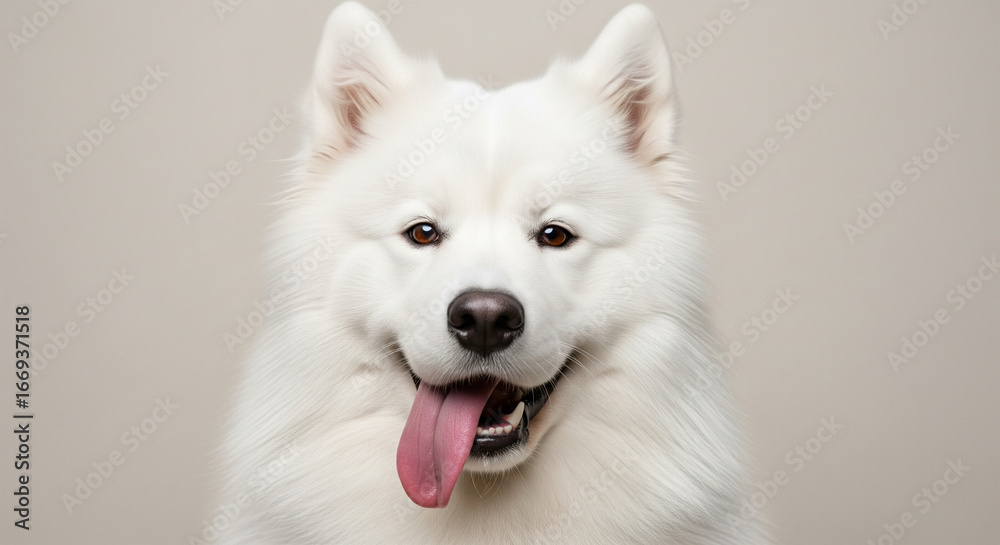 Fototapeta premium Cloud of Joy: The Ultimate Samoyed Smile