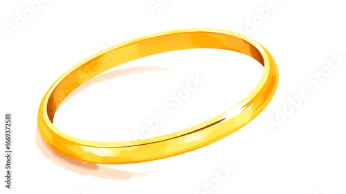 A watercolor of a classic gold bangle bracelet, isolated on a white background. Gold bracelet vector.
