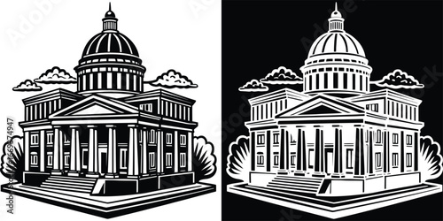 Stunning neoclassical government building with grand columns and dome, symbolizing authority and history.
