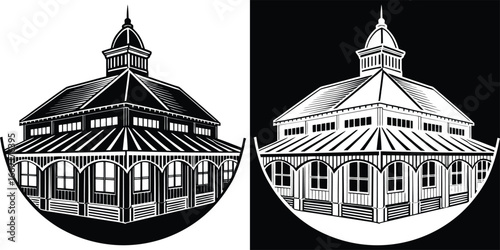 Classic Victorian pavilion design with intricate architectural details perfect for historical projects or vintage themes