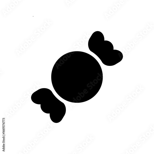 A simple, black silhouette of a wrapped hard candy.