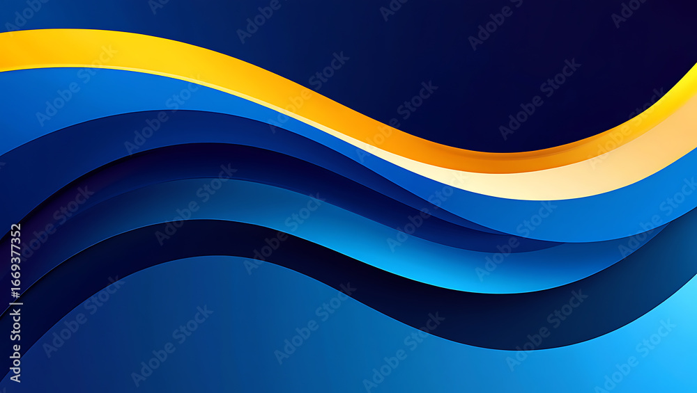 Obraz premium Stunning vibrant blue and yellow waves create a modern dynamic background for websites and marketing materials, perfect for professional presentations