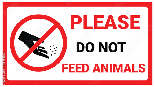 Do not feed animals sign, red square sign-2