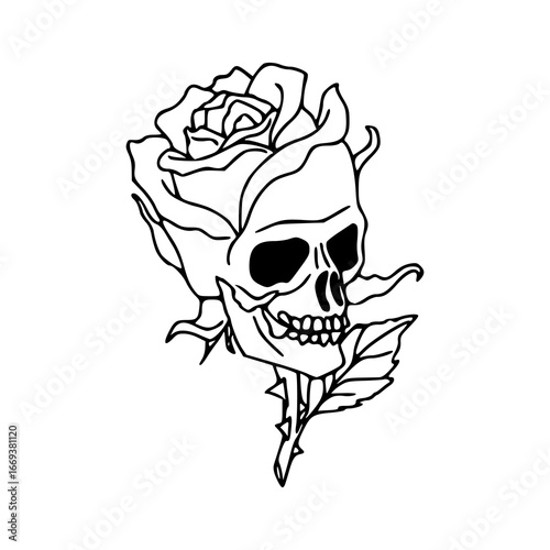death and beauty concept line art drawing