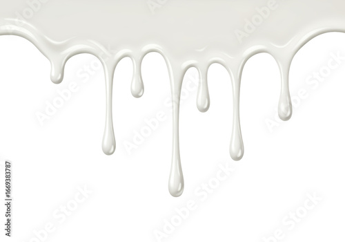Quadro em tela Isolated Dripping White Icing, Flowing Sweet Glaze, Creamy Texture, Culinary Dec