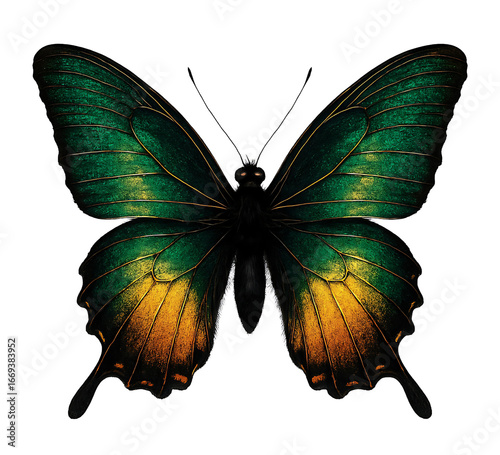 butterfly isolated on white. Emerald Swallowtail Butterfly A Stunning Display of Nature's Artistry.