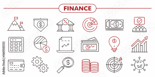 Finance icons set, business and financial elements